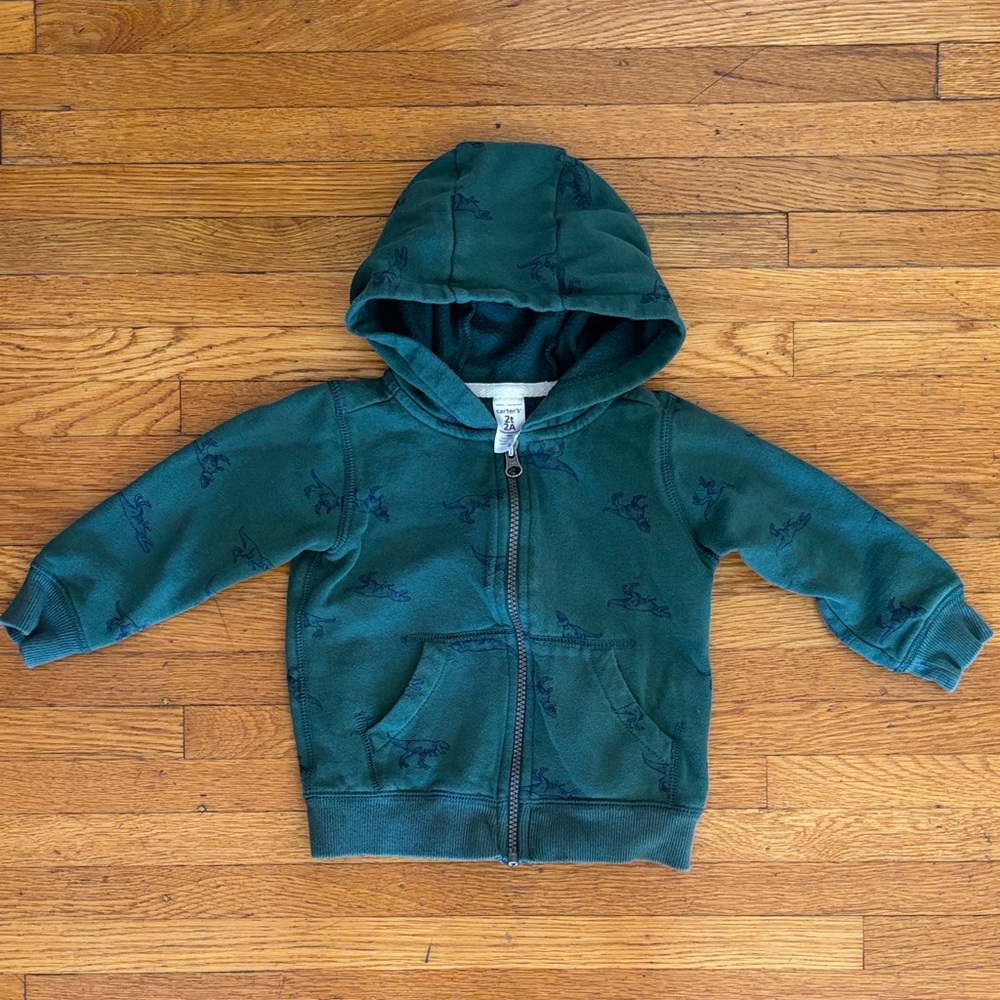 Carter's Teal Dinosaur Zip-Up Hoodie